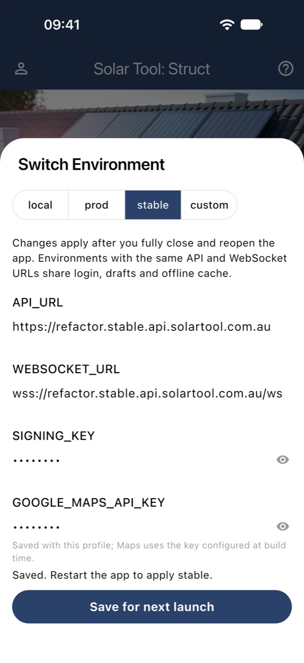 Switch Environment with stable selected